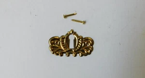 Vintage Stamped Brass Cabinet Furniture Keyhole Cover Ornate 1 3/4" Taiwan - Picture 1 of 2