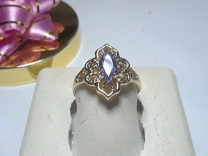 .43ct Natural Marquise Cut Tanzanite Scrolling 14Kt Yellow Gold Ring #15794 - Picture 1 of 4