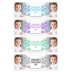 PERSONALISED CHRISTENING BAPTISM BANNER BOYS GIRLS PARTY PHOTO WALL DECORATION - Picture 1 of 9