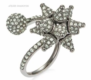 NIB$249 Atelier Swarovski Kalix Spiral Ring ruthenium plated Green Size 55 58 - Picture 1 of 2