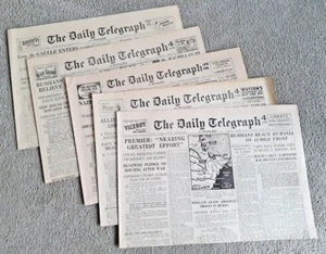 The Daily Telegraph Reprint Newspapers x5 WWII Era 1944-1945 Excellent Cond P727 - Picture 1 of 2