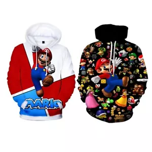 Super Mario Bros Hip Hop Sport Hoodie Sweatshirt Sweater Pullover Jacket Coat - Picture 1 of 6