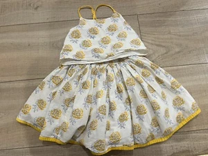 Little Paisley People Girls Yellow Rosette Floral Skirt Top Set Boho Peasant 4 - Picture 1 of 5