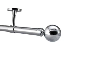 19mm Deckenpassform gebürstetes Chrom Bay Fenster Vorhangstange für Ösenvorhänge - Bild 1 von 10