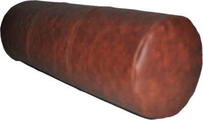 Brown & Tan Mottled Faux Leather Round Bolster Cushion & inner Filler Pad - Image 1 of 4