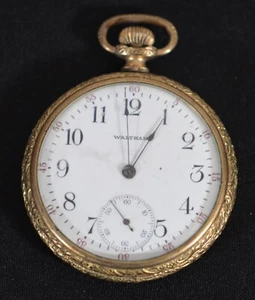 Antike amerikanische Waltham Uhr Co GF Porzellan Zifferblatt Qualität Nr. 610 Taschenuhr - Bild 1 von 7