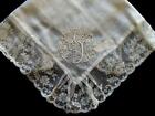 Fabulous Madeira handbestickt Leinen Hochzeit Taschentuch mit seltener Spitze & Original Lbl