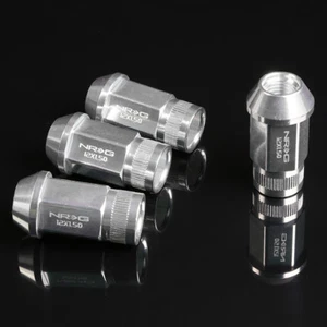 NRG ANODIZED ALUMINUM OPEN END TUNER WHEEL RIM LUG NUTS LOCK M12x1.5 SILVER 4 PC - Picture 1 of 6