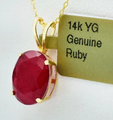 COLGANTE RUBÍ GENUINO 3,20 quilates ORO AMARILLO 14k - Servicio de tasación gratuito - Nuevo con etiquetas Foto 1 de 4