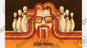 The Big Lebowski Aufkleber The Dude Abides mit Bowling Pins 4 Zoll - Bild 1 von 3