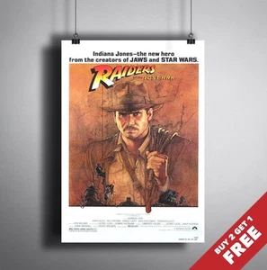 INDIANA JONES RAIDERS OF THE LOST ARK 1981 MOVIE POSTER A3 A4 * Steven Spielberg - Picture 1 of 2