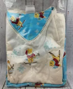 Disney Store WINNIE THE POOH Pajama Set Size Small New in Bag Skiing Snowflakes - Picture 1 of 2