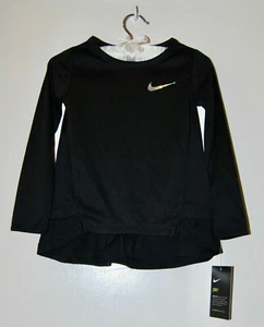 NWT Nike Toddler Girls Solid Black Dri-Fit Wicking LS Tunic Shirt sz 2T - Picture 1 of 11