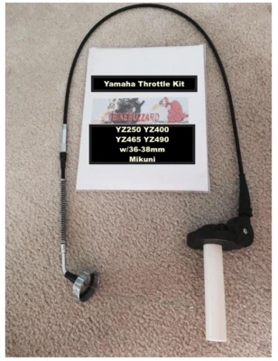 Yamaha YZ250 YZ400 YZ465 YZ490 36-38mm Carb Modern Throttle & Cable Kit NEW! - Image 1 of 4