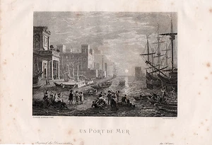 Incisione 1870 " Un Port De Mare " - Picture 1 of 1