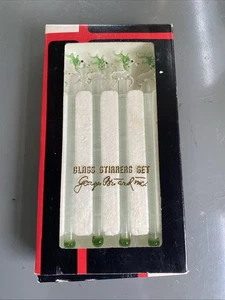 JUEGO DE 4 AGITADORES DE PALITOS DE NAVIDAD GEORGES BRIARD SOPLADO A MANO renos SWIZZLE STICKERS - Imagen 1 de 7