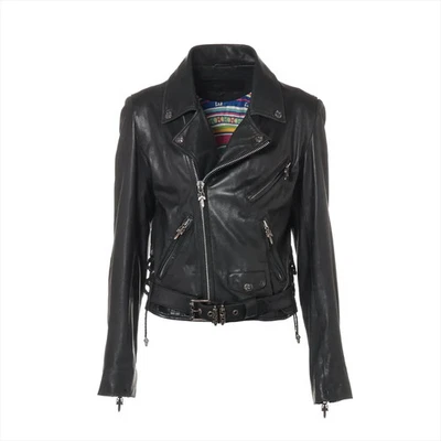 Chrome Hearts JJ Dean Leather jacket Leather size L Black × Silver Hermès lining - Image 1 of 4