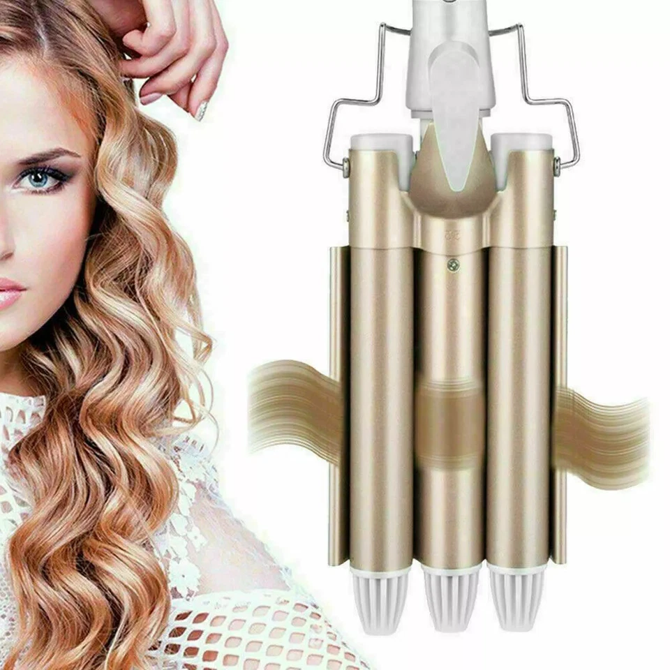 Hair Salon Ceramic 3 Triple Barrel Hair Wave Waver Curling Iron Curler Wand Tool