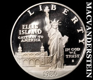 1986-S Ellis Island Commemorative Silver Dollar - Choice Gem Proof #D4801 - Bild 1 von 2