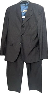 Banana Republic Complete Men Suit 38 S Reg Black Pinstripe Made In Egypt 30/28 - Picture 1 of 20