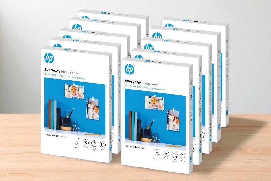 HP Everyday Photo Paper, Glossy, 52 lb, 4 x 6 in., 50-Sheets (10-pack), CR758A - Image 1 of 1