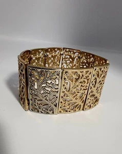 Vintage Armband groß silber goldfarben klobig Modeschmuck  - Bild 1 von 9