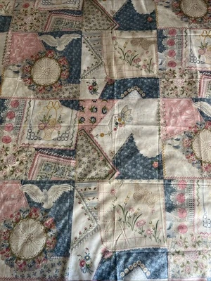 Daisy Kingdom Vintage Fabric 1849 Lines & Lace 45"X60"  COTTON - Image 1 of 4