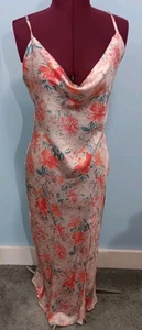 Paper Heart Slip Dress Women Medium Satin Bloom Slip Boho Silky Floral 90s - Picture 1 of 12
