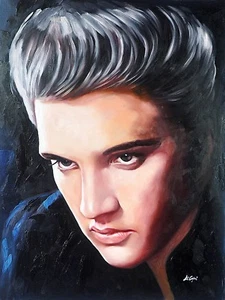 DI CAPRI PINTURA AL ÓLEO ORIGINAL LIENZO RETRATO DE ELVIS PRESLEY | ROCK & ROLL | 04 - Imagen 1 de 12