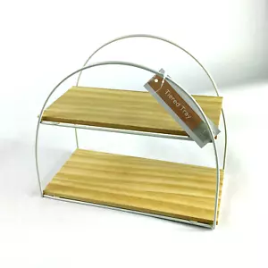 Storage Shelf Wooden White Tiered Display Tray Table Top Stand Cupcake Shelf New - Picture 1 of 5