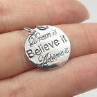 HAN 925 Sterling Silver "Dream It Believe It Achieve It" Round Tag Pendant