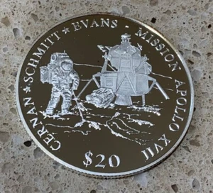 2000 Liberia Apollo XVII Man in Space Series .999 Silver Coin - Picture 1 of 7