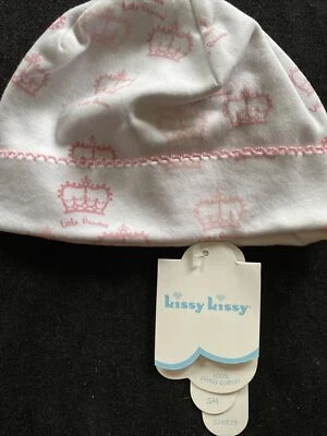 Sombrero Kissy Kissy Nuevo con Etiquetas Princesa Pequeña Coronas Rosa Pima Borde Crochet-Pequeño 0-6 Mos Foto 1 de 4