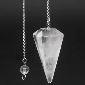 Natural Gemstone Clear Quartz Bonded Pendulum Healing Crystal Reiki Dowsing Tool - Picture 1 of 5