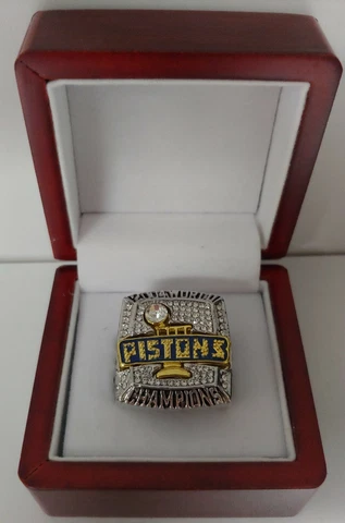 Joe Dumars - 2004 Detroit Pistons Championship Ring With Wooden Display Box Cover