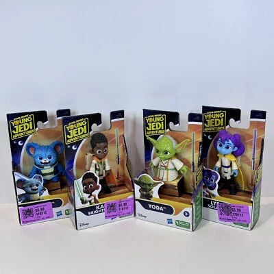Lote de 4 figuras de acción Hasbro Toys Star Wars Young Jedi Adventures Yoda Kai Nubs Foto 1 de 4