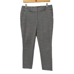 Loft Women's Julie Skinny Ankle Pants 6 Mosaic Print Black White Stretch Trouser - Picture 1 of 8
