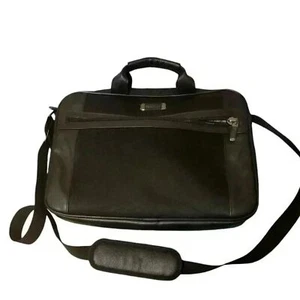 VINTAGE Kenneth Cole Reaction Laptop Bag Briefcase Messenger Genuine Leather BLK - Picture 1 of 6