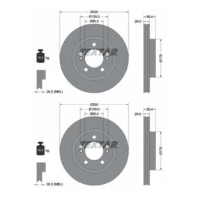 2x Textar 92332803 Bremsscheibe für Ssangyong Rexton Y4E2 KG Mobility Musso XAE - Bild 1 von 1