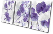 Flower Purple Petals Floral TREBLE CANVAS WALL ART Picture Print