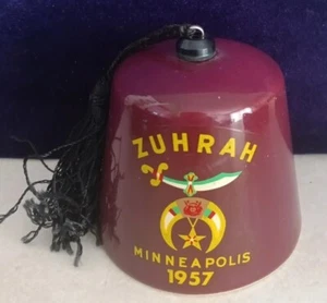 Shriners Fez Hat Ceramic Bell Zurah Temple Minneapolis Dated 1957 3 " RARE - Picture 1 of 2