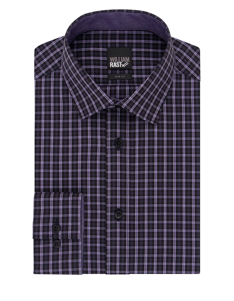 Camisa de vestir William Rast ajustada a cuadros XL 17-17 1/2 NUEVA CON ETIQUETAS Foto 1 de 1