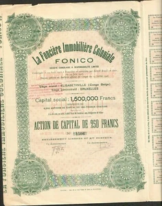 FONICO La Foncière Immobilière Coloniale ( CONGO BELGIQUE) (F) - Picture 1 of 1