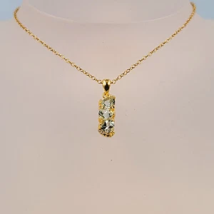Sky-Blue Topaz Pendant, Cubic Zirconia, Gold Plated, Semi Precious Gemstones - Picture 1 of 4