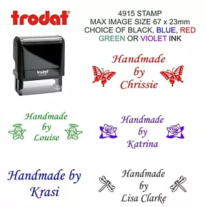 PERSONALISED HANDMADE BY RUBBER STAMP SELF INKING CUSTOM WITH YOUR NAME BUSINESS - Picture 1 of 18