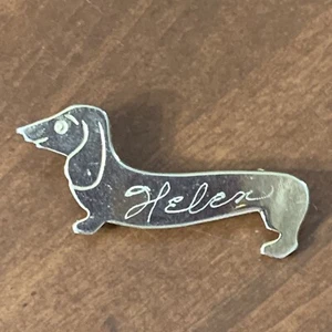 Vtg. Dachshund Dog Pin Brooch Gold Tone "Helen" Jewelry Pets Weiner Dog Figural - Picture 1 of 7