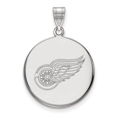 Colgante de disco grande de plata esterlina chapado en rodio con logotipo de la NHL Detroit Red Wings Foto 1 de 2