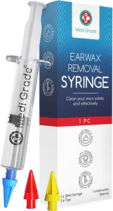 Medi Grade Ear Cleaner Ear Wax Removal Syringe with 3 Quad-Stream Tips - Water - Picture 1 of 11