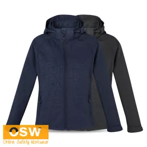 Ladies Black Navy Cross-Hatch Breathable Water Repellant Softshell Geo Jacket - Bild 1 von 7