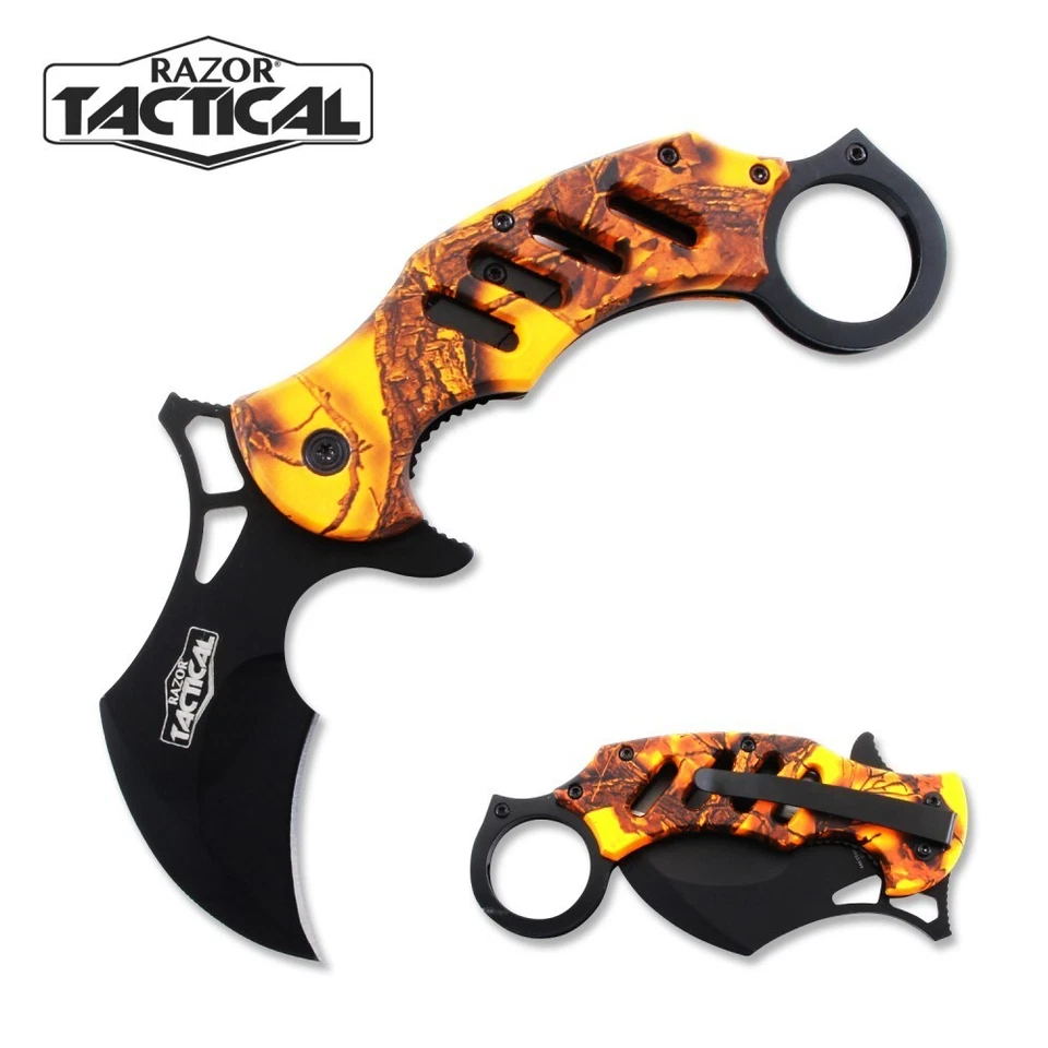 Karambit Assisted Knife Orange Handle Black Handle - Image 1 of 1